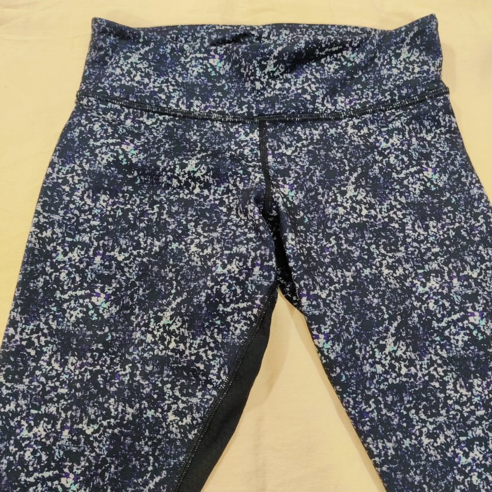 Lululemon Journey Crop Women's Rocky Road Sand Dune Black Mesh Leggings Size 6 - Picture 4 of 6